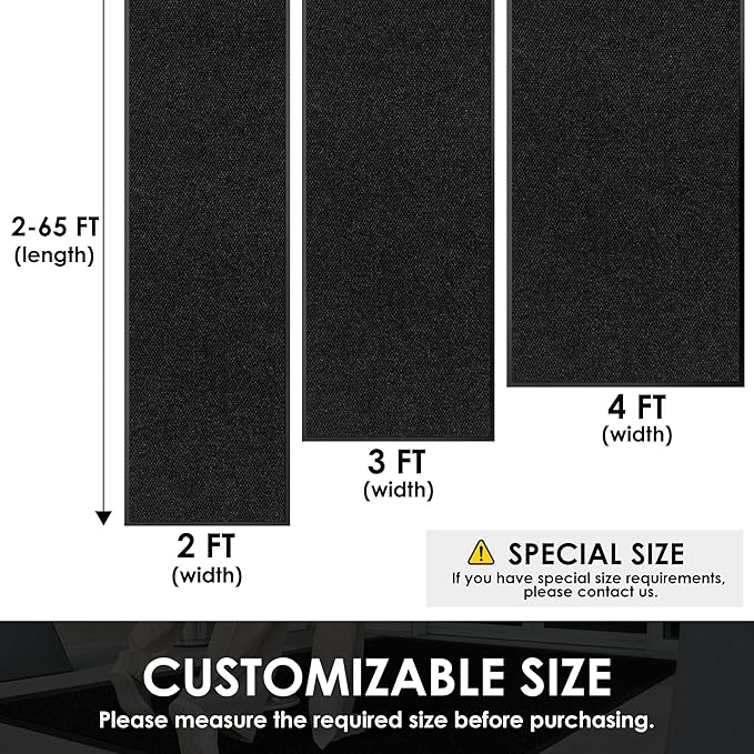 3′ x 43′ Front Door Mat Indoor Outdoor Entrance, Commercial Floor Mat Heavy Duty Dirt Trapper Entryway Doormat, Custom Size Non Slip Rubber Backing Welcome mat, Door Mat for High Traffic Area