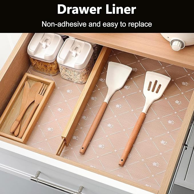 INNOLITES Shelf Liners for Kitchen Cabinets, Non Adhesive Drawer Cabinet Liner, Waterproof Oil-Proof Non-Slip Shelf Liner for Kitchen Pantry Refrigerator 11.8" x 236"
