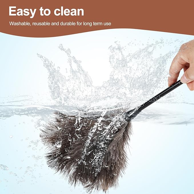 Ostrich Feather Duster-14.9 Inch Mini Natural Feathers Dusters with Plastic Handle Reusable Handheld for Cleaning Supplies Home Car Office(2pcs)