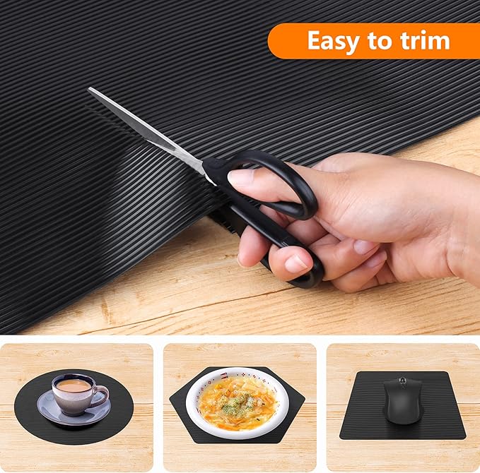 Shelf Liners for Kitchen Cabinets Non Adhesive Drawer Liner EVA Material Cupboard Mat Waterproof Refrigerator Mats Washable Fridge Liner for Cupboard and Desks Black Shelf Liner 11.8 x 236.2 Inches