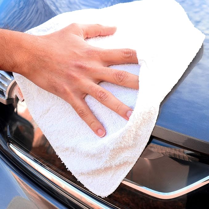 Arkwright W11 Terry Cloth Towels for Cleaning - Soft Cotton Blend Washable Multi-Purpose Bar Mop, Absorbent & Quick Dry, Bag of Rags for Kitchen, Auto Shop, and Garage, 10 lb, White