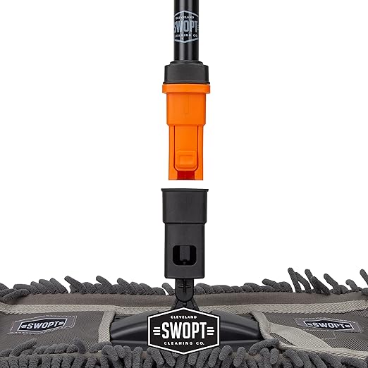 SWOPT 12” Microfiber Dust Mop Head w/Refill — Cleaning Head Interchangeable w/All SWOPT Cleaning Products for Efficient Cleaning & Storage — Mop Provides Lint-Free Cleaning for Wood, Laminate, Tile