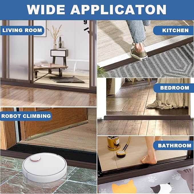 Vinyl Door Threshold Flooring Transition Strip Self Adhesive Carpet Edging Strip for Laminate Doorway Edge Threshold from 1/5" to 2/5" (Brown Wood Grain, 3.3 Ft)