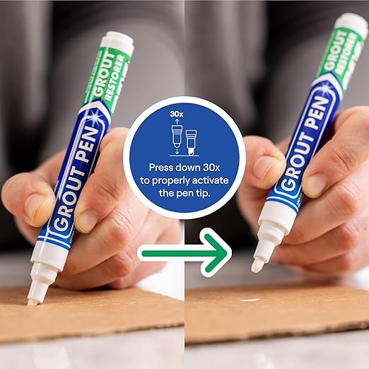 Grout Pen White Tile Grout Paint: Waterproof Grout Paint Pen, Whitener and Grout Sealer Marker for Cleaner Looking Grout Lines - White, Narrow 5mm Tip (7mL) - 3 Pack