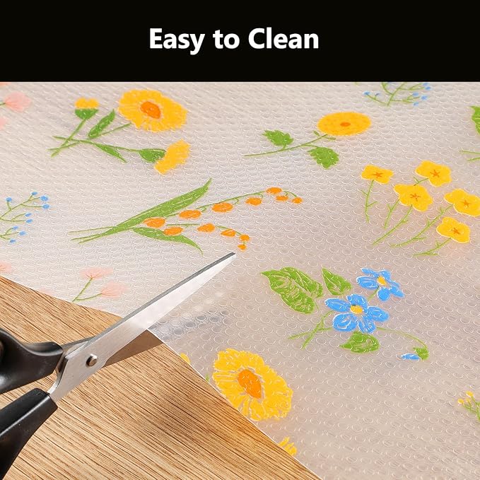 INNOLITES INNOLITES Non-Slip Shelf Liner – Cabinet & Drawer Liner Non-Adhesive – Waterproof Oil-Proof – Durable EVA with Floral for Kitchen Cabinets Refrigerator – BPA-Free, Easy to Cut 17.7" x 197"