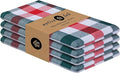 Native Fab Gingham Check Kitchen Towels 4 Pack 16x26 Inches - 100% Cotton, Soft, Absorbent Tea Towels & Kitchen Hand Towel for Drying, Cleaning & Reusable Dishcloths Set - Red, Green, White