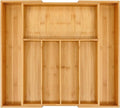 VaeFae Premium Bamboo Drawer Organizer, Expandable Silverware Drawer Organizer, Cutlery Tray with Dividers for Kitchen Utensils (Natural, Large)