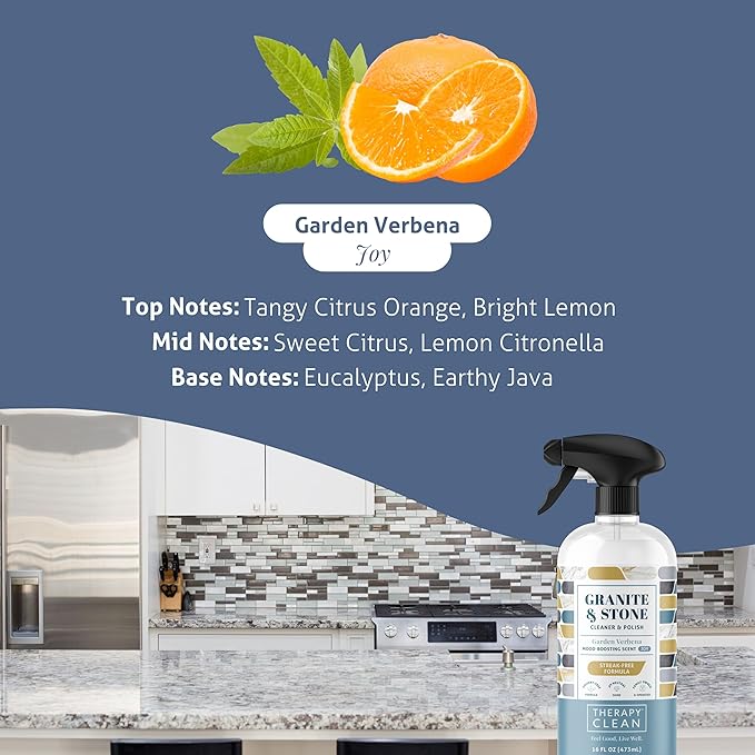 Therapy Granite Cleaner & Polish (2 Pack) - Granite Countertop Cleaner for Marble, Soapstone, Quartz, Quartzite, Slate, Limestone, Corian, Laminate, Tile Countertop, Headstone