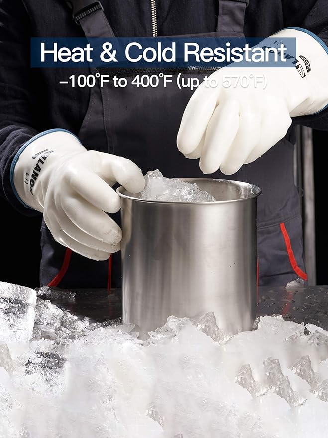 LANON Protection Wahoo Liquid Silicone Smoker Oven Gloves, Food-Contact Grade, Heat Resistant Gloves for Cooking, Grilling, Baking, White, XL/10