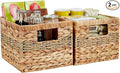 Water Hyacinth Wicker Basket, Decorative Woven Baskets with Built-in Handles, Hand-woven Storage Organizer for Organizing Pantry, Livingroom, Bedroom, Shelves, Toilet(2-PACK, Blended)