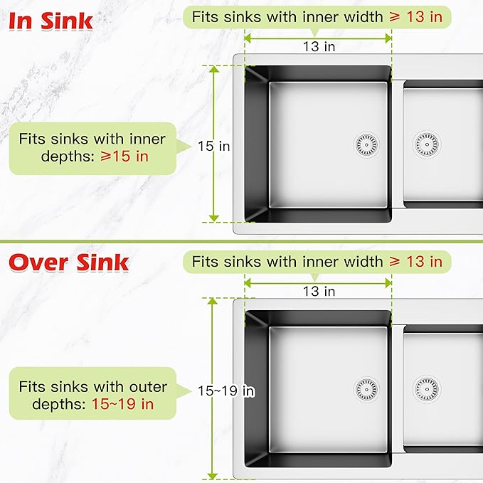 JASIWAY Dish Drying Rack in Sink, Expandable Stainless Steel Dish Drainer for Kitchen Sink, Dish Strainer Rack, Retractable Over Sink Dish Rack with Utensil Holder, 13.1''~16.6''D x 11.8''W, Silver