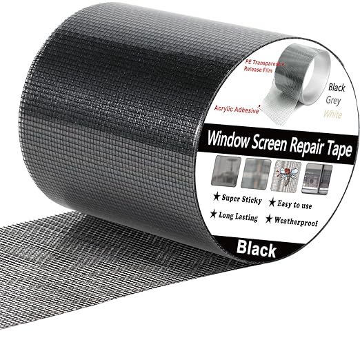 Wohohoho Window Screen Repair Tape, 3 in X 40 FT (480IN) Black Screen Patch Repair Kit, 3-Layer Strong Adhesive Invisible Screen Tape Mesh Repair for Windows, Doors Garage Mosquito Net Magnetic Screen