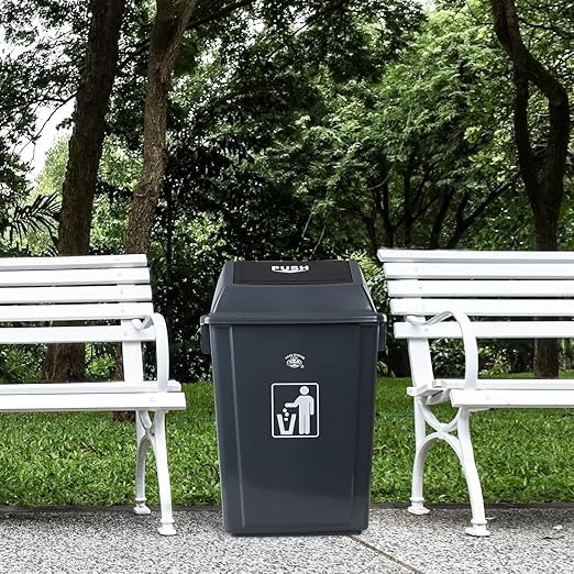 13 Gallon Kitchen Trash Can with Swing Lid, 4-Pack Large Plastic Swing Top Garbage Can, Grey