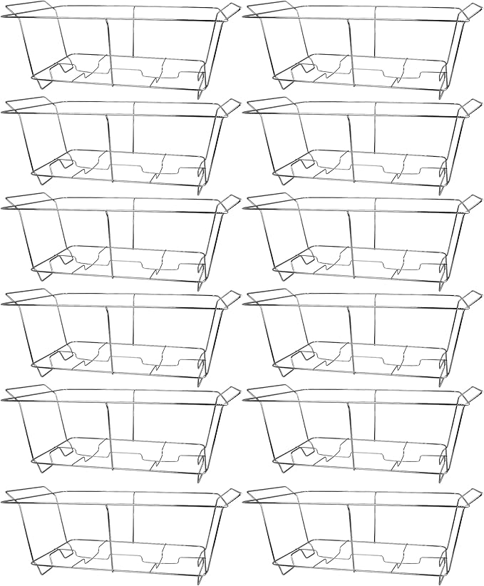 12 Pack Chafing Wire Rack Buffet Stand Chrome Frame for Events, Parties, Wedding, & Birthday Party Catering, Full Size Chafing Stand for Dish Serving Trays, Food Warmer Catering Supplies