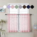 Aiyufeng Blush Pink Curtains Tiers 36 Inch Length 2 Panels Set, Airy Lightweight Clip Jacquard Window Curtians, Modern Wavy Line Textured Voile Sheer Curtains for Small Windows, 40" Wx36 L Inch