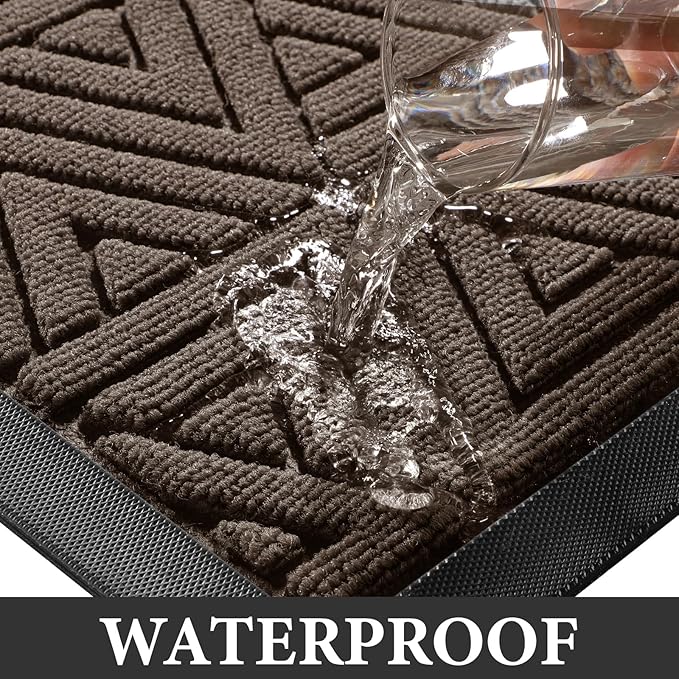 Yimobra Large Door Mat 47x24, All-Weather Waterproof Non-Slip Welcome Matt Outdoor, Heavy Duty Non Slip Doormat for Entryway for Patio and Garage Indoor, Easy Clean, Brown