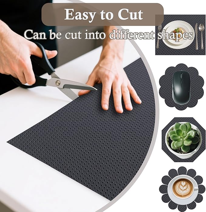 Shelf Liner for Kitchen Cabinet 18 Inch Wide X 20 Ft Non-Slip Drawer Mat Waterproof & Oil-Proof Cabinet Mat for Cupboard Pantry Bedroom Bathroom Garage Non Adhesive Refrigerator Shelf Liner (Black)