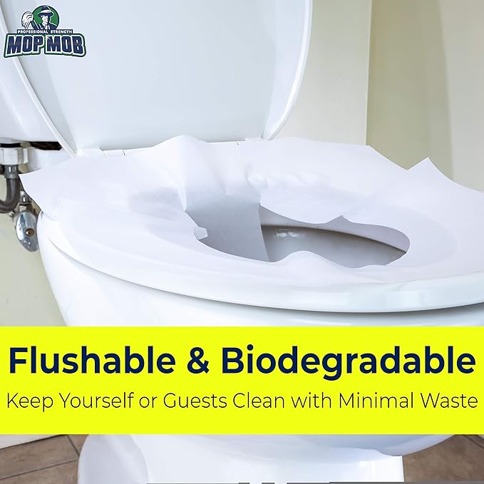 Biodegradable Half-Fold Toilet Seat Covers 250Pk. Self-Flushing, Disposable Potty Papers Keep Toilets Clean and Family Healthy. Mess-Free Paper Safety Covers for Commercial, Home, Travel and Kids Use
