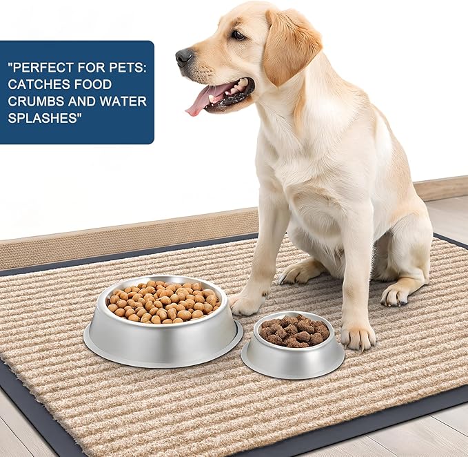 OLANLY Front Door Mat Indoor Outdoor Entrance, Waterproof Heavy Duty Doormat, Fade Resistant, Low Profile, Easy Clean Patio Porch Welcome Floor Mats for Entry, 59x23, Beige