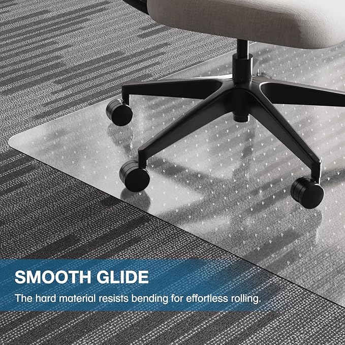 Chair Mat for Carpet, 36" x 48" Desk Chair Mat for Carpeted Floors, Non-Slip Office Vinyl Mat for Carpet with Studded, Easy Glide Heavy Duty Floor Protector Mat for Home Office, Clear