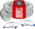 PVC Dust Collection Hose w/4 Thumbscrew Clamps, Puncture Resistant, Carbon Steel Wire, Clear Flexible PVC Dust Collector Hose, Proudly Made in USA (2 1/2" x 10')