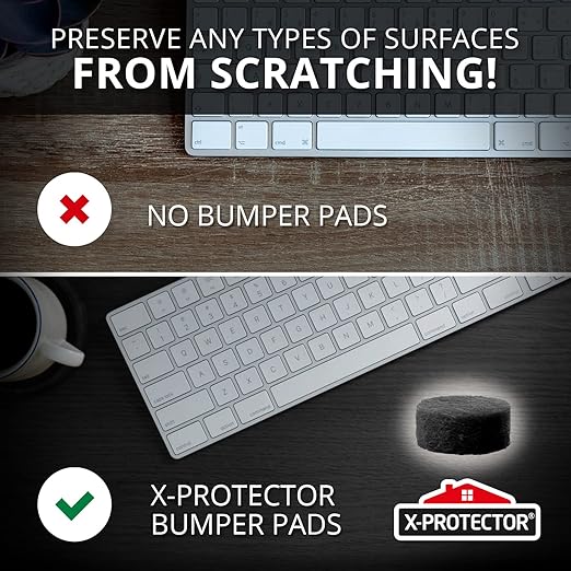 Cabinet Door Bumpers X-Protector 100 PCS – Small Felt Pads 3/8” – Ideal Black Felt Bumpers – Self-Adhesive Thick Felt Dots – Bumper Pads to Protect Glass & Other Surfaces!