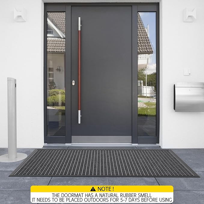 Indoor Outdoor Front Door Mats, 60" x 36" Rubber Backing Non Slip Durable Welcome Floor Mats for Patio, Garage Entrance, Stain and Fade Resistant Commercial Doormats for High Traffic
