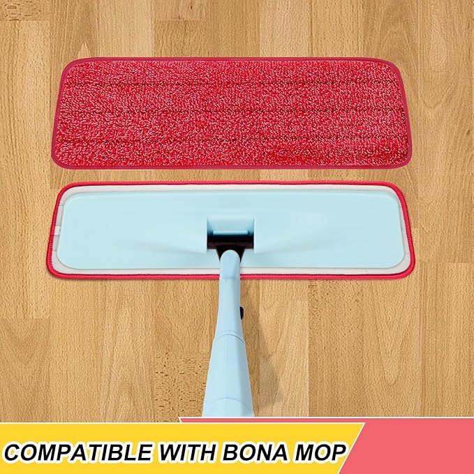 16.5 inch Reusable Mop Pads Microfiber Spray Mop Replacement Heads for Wet/Dry Mops Compatible with Bona Floor Care System (5 Pack)