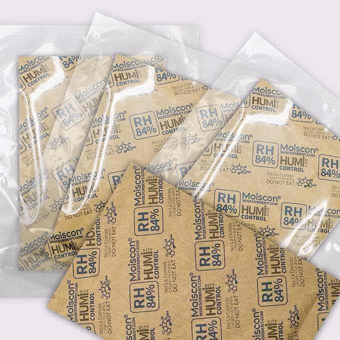 84% Two-Way Humidity Control Packs for Storing 1 lb – Size 60 – 25 Pack – Seasoning Packets Moisture Control Packets Individually Wrapped, Humidifier Packs for Season Wood Humidifier Boxes