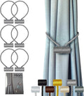 Hion Magnetic Curtain Tiebacks Grey 6 Pack, Curtain Tiebacks Buckles Holdbacks Holders Hooks Clip for Home Bedroom Office Decorative Thick or Thin Curtain