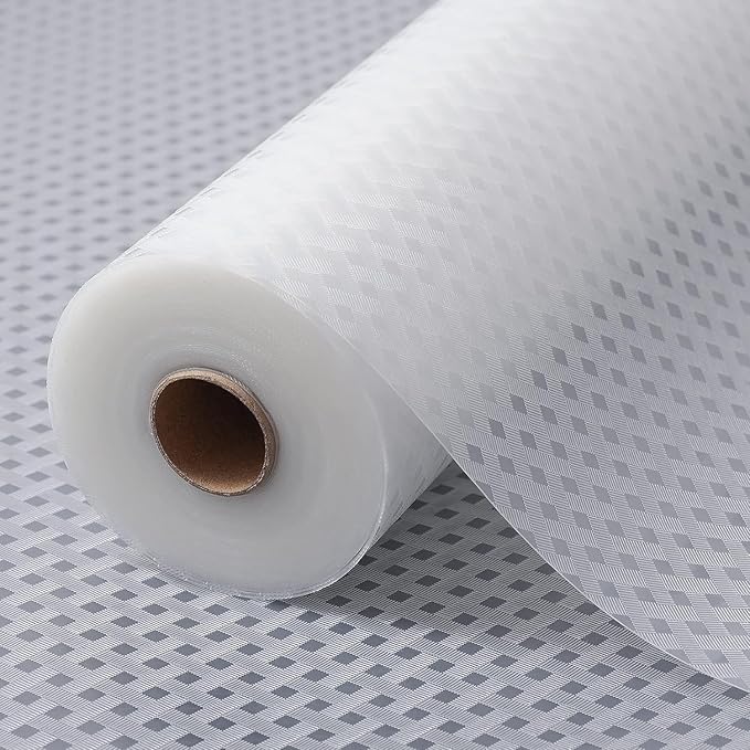 Shelf Liners for Kitchen Cabinets Refrigerator Liners Waterproof & Oil-Proof Kitchen Cupboard Liner Non-Slip Drawer Mats EVA Material Non Adhesive Fridge Liner for Shelves Clear 35.4 x 236.2 Inches