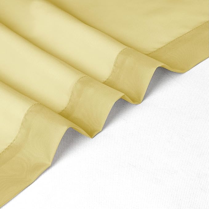 Chyhomenyc Sheer Yellow Tier Curtains 24 Inch Length, Small Window Curtains Treatment for Bathroom Living Room Basement, Short Rod Pocket Cafe Curtain, 42W x 24L Inches, 2 Panels