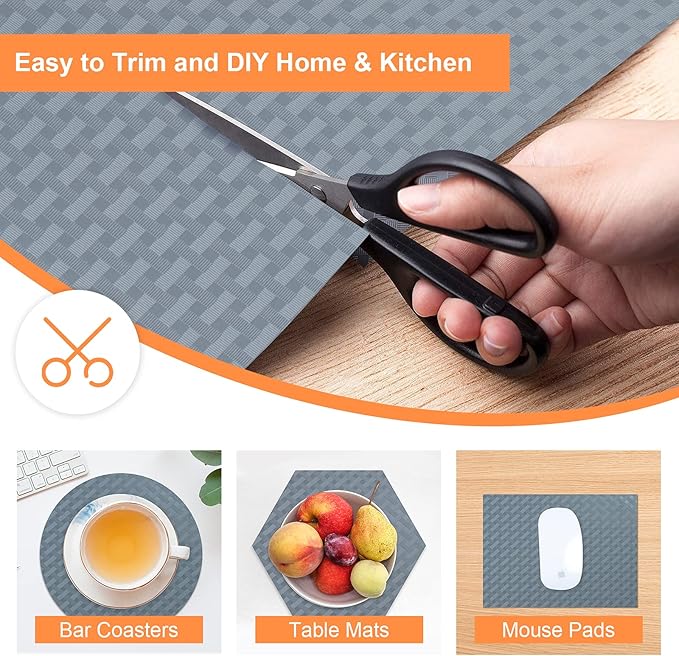 Shelf Liners for Kitchen Cabinets Refrigerator Liners Waterproof & Oil-Proof Kitchen Cupboard Liner Non-Slip Drawer Mats EVA Material Non Adhesive Fridge Mats for Shelves 11.8 x 59 Inches