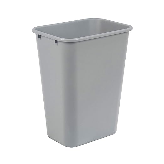 Amazon Basics Rectangular Commercial Office Wastebasket, 10 gallons (Pack of 1), Grey (Previously AmazonCommercial brand)