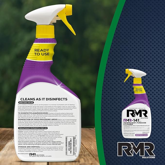 RMR-141 EPA Registered Mold and Mildew Killer, Eliminates Odors, Removes Mold, Mildew, Bacteria, and Viruses, 2-Pack of 32-Ounce Bottles