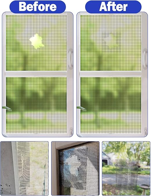 Wohohoho Window Screen Repair Tape, 3 in X 20 FT (240IN) Black Screen Patch Repair Kit, 3-Layer Strong Adhesive Invisible Screen Tape Mesh Repair for Windows, Doors Garage Mosquito Net Magnetic Screen