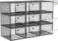 9 Pack Shoe Organizer, Upgrade Harder Solid Plastic Shoe Storage, Shoe Boxes Clear Plastic Stackable, Sneaker Storage, Shoe Organizer for Closet, Shoe Display Case, Black