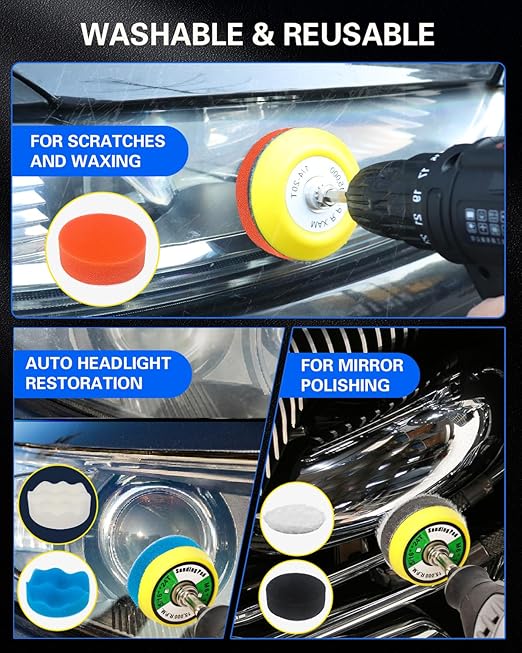 2 Inch Sanding Discs Drill Polishing Kit, 193PCS Car Headlight Restoration Kit, Hook & Loop Wet Dry Buffing Pads for Rotary Tools, Dremel Sanding Bits Attachment for Aluminum Resin Metal Glass