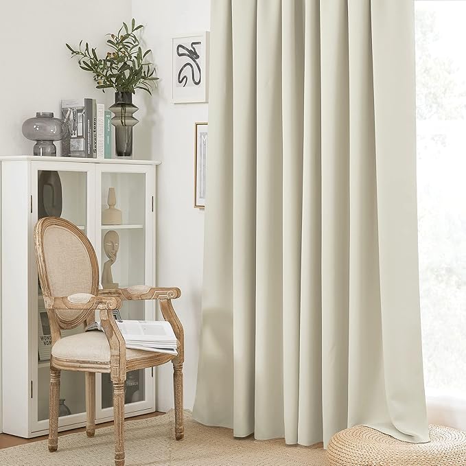 RYB HOME Blackout Curtains for Living Room, Large Window Shades for Bay Window Dining Parlor Bedroom Patio Door, Wide 52 x Long 102 inches, Beige, 2 Panels