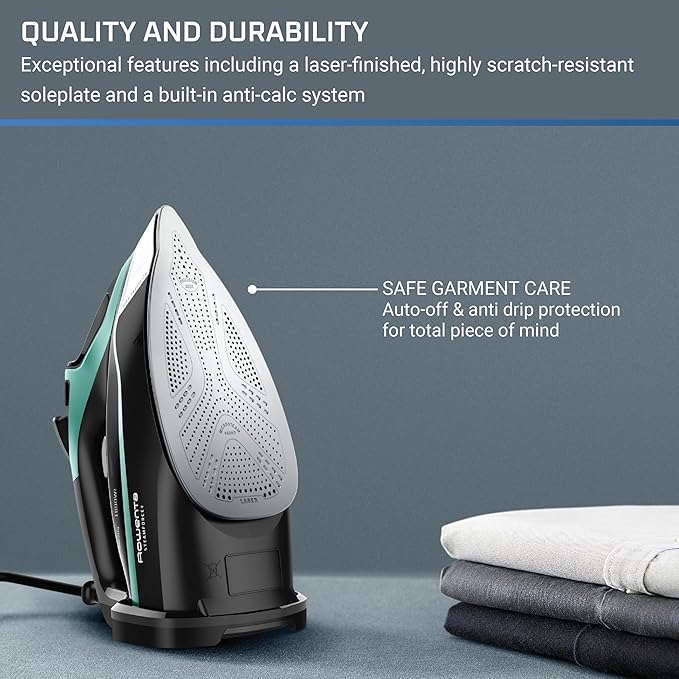 Rowenta Steam Force Stainless Steel Soleplate Steam Iron for Clothes, 400 Microsteam Holes, 1800 Watts, Ironing, Fabric Steamer, Garment Steamer, Digital Display, Precision Tip, DW9440