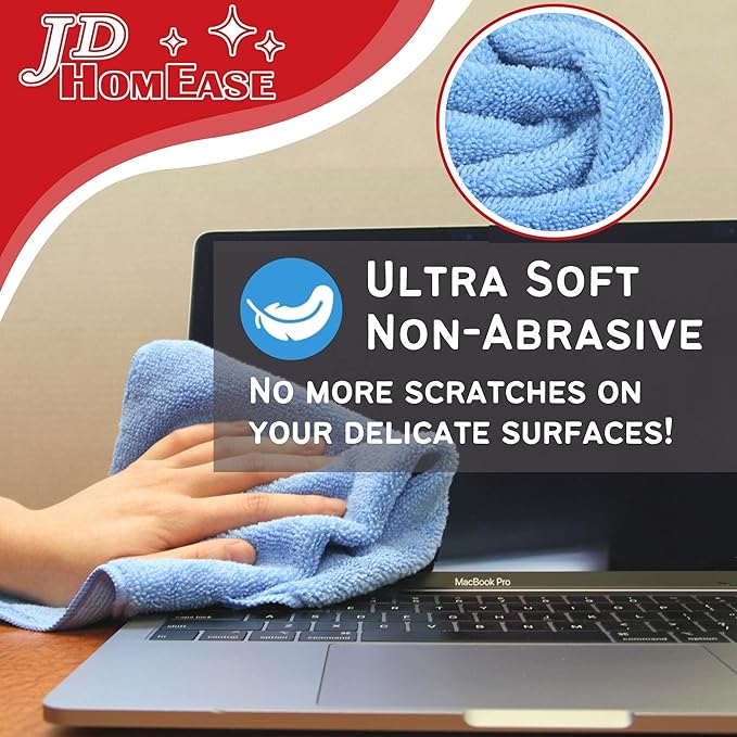 Microfiber Cleaning Cloths,24 Pack, 16"x16", All-Purpose, Softer, Highly Absorbent, Lint-Free, Reusable, Washable Pro Towels, Yellow, for House, Kitchen, Bathroom, Car, Office