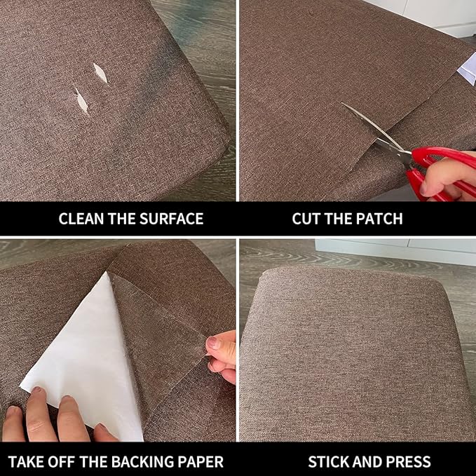 Fabric Repair Patches, 17X158 Inch Linen Repair Tape Self-Adhesive Fabric Patches Durable, DIY Large Linen Tape for Sofa, Couches, Furniture, Chair, Clothing （17X158 Inch, Beige）