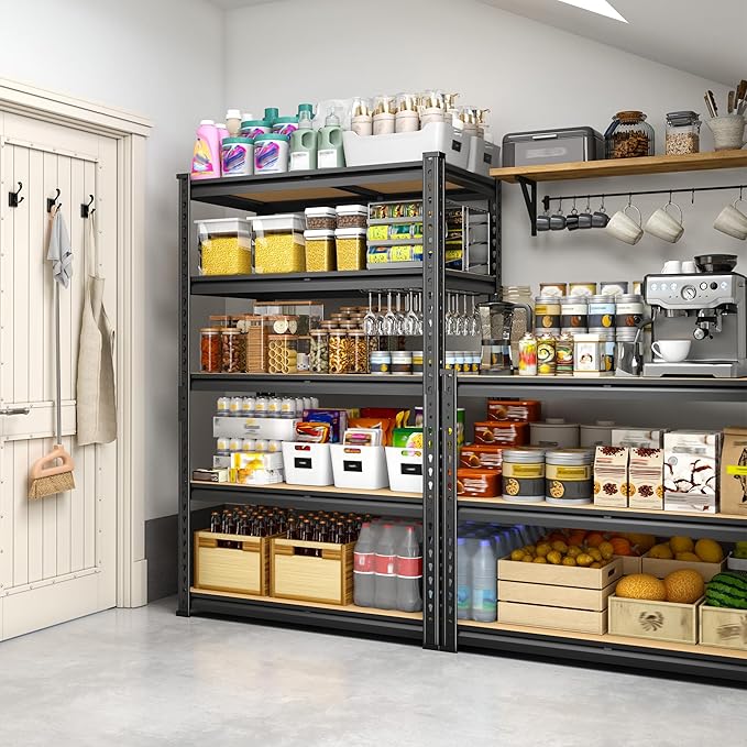 1980LBS Storage Shelves, 5-Tier Adjustable Pantry Shelves, Metal Shelving Unit for Kitchen, Pantry, Closet, Laundry, Garage, 59.8" H x 27.55" W x 11.81" D
