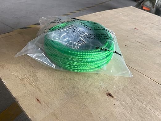 100 Ft Turnbuckles for Cables Wire, 3/16" Green PVC Coated Wire Rope Kit, Multi-use Steel Cable for Grape Vines/Clothes Line Outdoors for T Post/String Light Hanging/Garden Wire