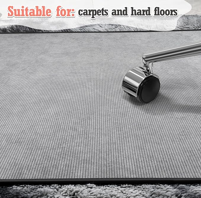 Heavy Duty Office Chair Mat for Carpet and Hardwood Floor Bohemian Desk Chair Mat Rug 36'' x 48'' Corduroy Surface Floor mats for Office Home