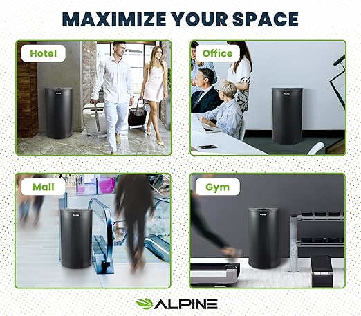 Alpine Half Round Trash Can Open Top - Modern Black Metal 12 Gallon, Space Saving Indoor Commercial Trash Can, Narrow Garbage Can for Bathroom, Office, Lobby and Business.