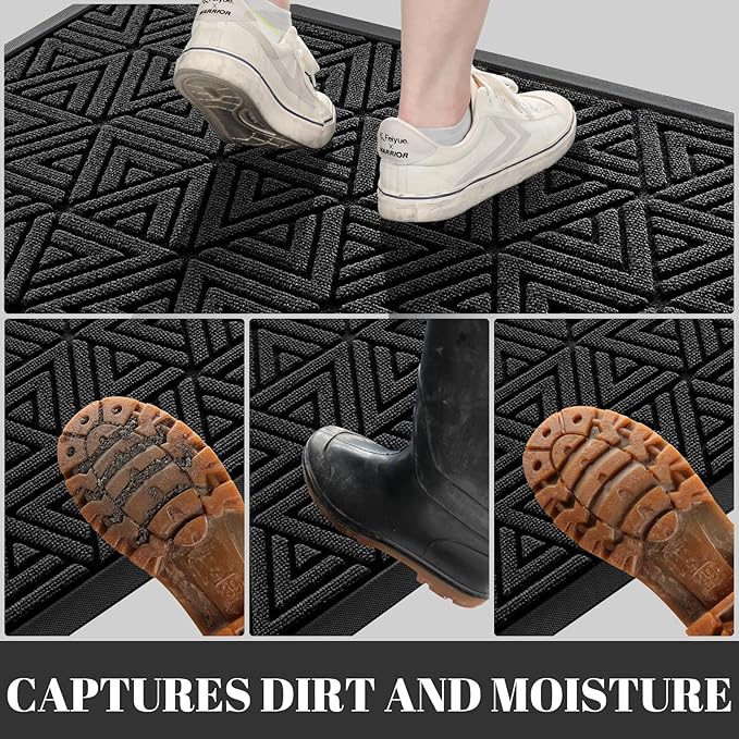 Yimobra Front Door Mat Outside Entrance 72 x 24, Waterproof and Washable Outdoor Mat, Non Slip Rubber Backing, Heavy Duty Welcome Matt for Home Entry Floor Porch Garage Office, Low Profile, Black