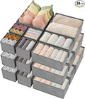 Criusia Drawer Organizer Clothes, 24 Pack Underwear Drawer Organizers, Foldable Closet Organizers and Storage Dresser Drawer Dividers Clothing Organizer for Clothes, Socks, Scarves, Bra, Ties (Grey)