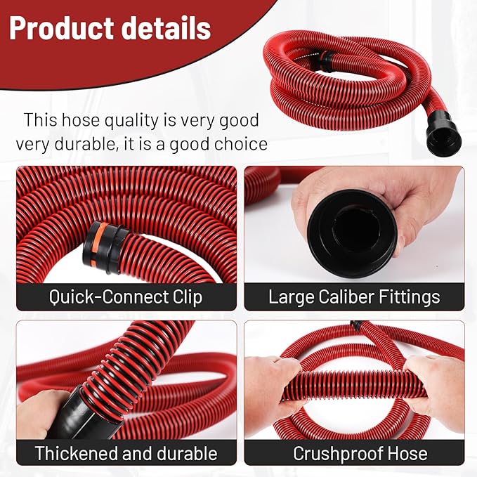 Klabb 16 Feet Dust Collection Hose Kit for Home and Shop Vacuums System with 6 Adapters of Woodworking Power Tool and Sander,Compatible with Multi-Brands Power Tool Adapter Set for Dust Collection
