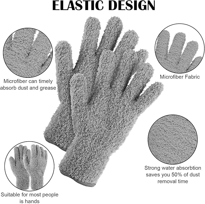 Plant Dusting Gloves, Microfiber Dusters for Cleaning Kitchen Indoor Mitt for House Use Desk Window Blind Screen Wash